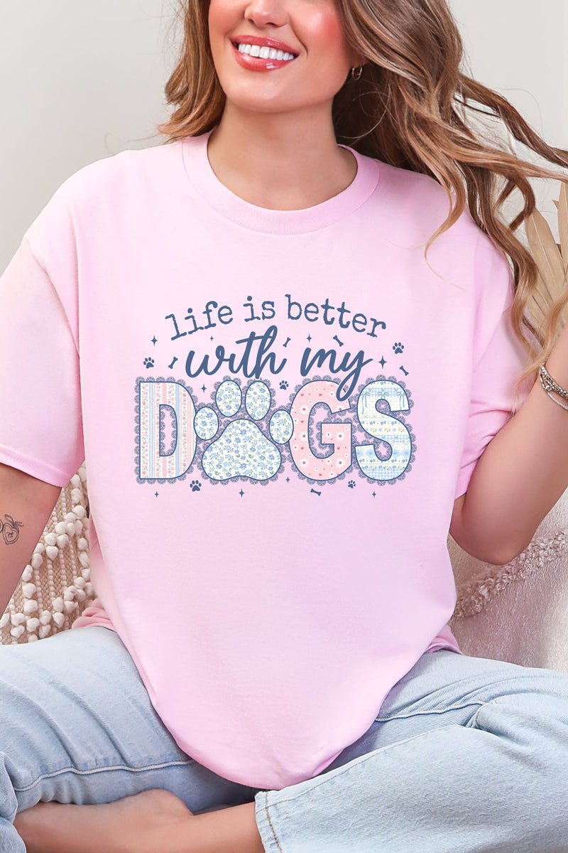 With My Dogs Floral Reverie Short Sleeve Relaxed Fit T-Shirt - Wholesale Accessory Market
