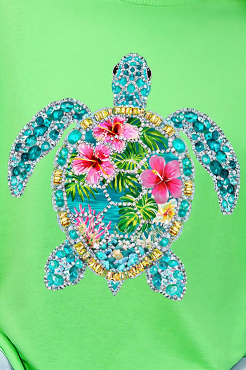 Seaside Sparkle Turtle Short Sleeve Relaxed Fit T-Shirt - Wholesale Accessory Market