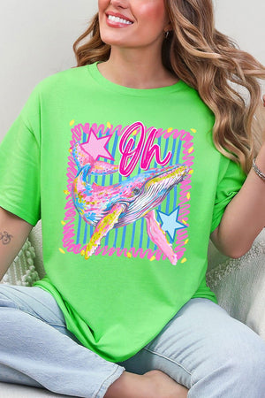 Striped Oh Whale Short Sleeve Relaxed Fit T-Shirt - Wholesale Accessory Market