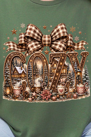 Cozy Christmas Cottage Short Sleeve Relaxed Fit T-Shirt - Wholesale Accessory Market