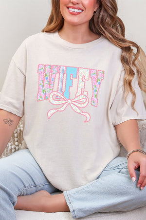 Ribboned Roses Wifey Short Sleeve Relaxed Fit T-Shirt - Wholesale Accessory Market