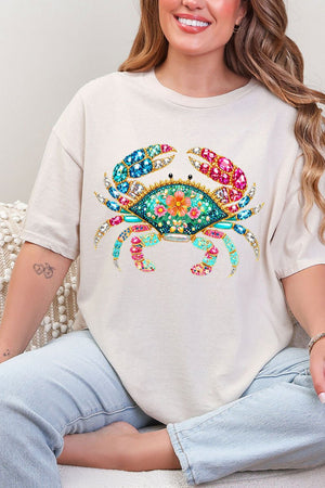 Seaside Sparkle Crab Short Sleeve Relaxed Fit T-Shirt - Wholesale Accessory Market