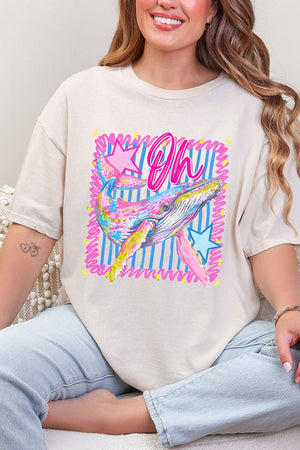 Striped Oh Whale Short Sleeve Relaxed Fit T-Shirt - Wholesale Accessory Market