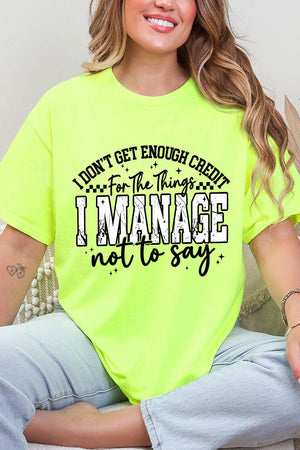 Manage Not To Say Short Sleeve Relaxed Fit T-Shirt - Wholesale Accessory Market