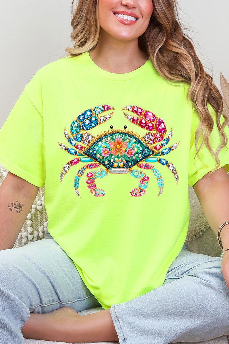 Seaside Sparkle Crab Short Sleeve Relaxed Fit T-Shirt - Wholesale Accessory Market