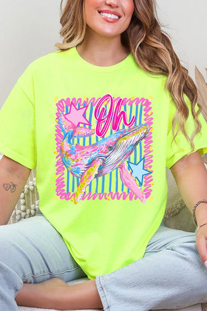 Striped Oh Whale Short Sleeve Relaxed Fit T-Shirt - Wholesale Accessory Market