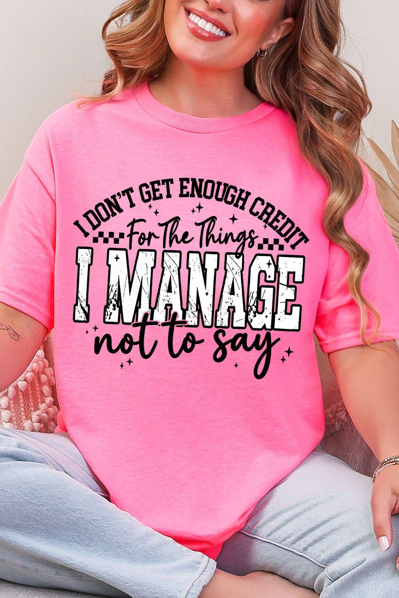 Manage Not To Say Short Sleeve Relaxed Fit T-Shirt - Wholesale Accessory Market
