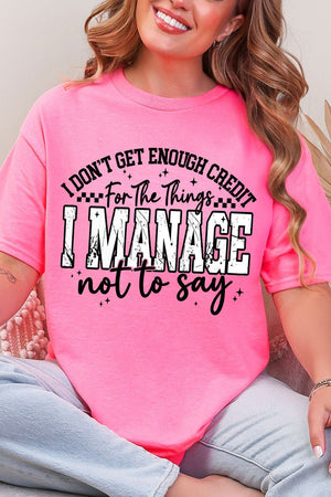Manage Not To Say Short Sleeve Relaxed Fit T-Shirt - Wholesale Accessory Market