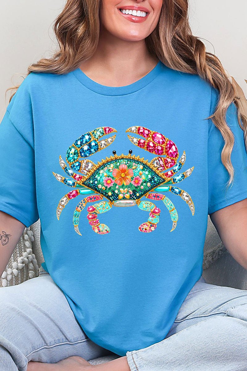 Seaside Sparkle Crab Short Sleeve Relaxed Fit T-Shirt - Wholesale Accessory Market