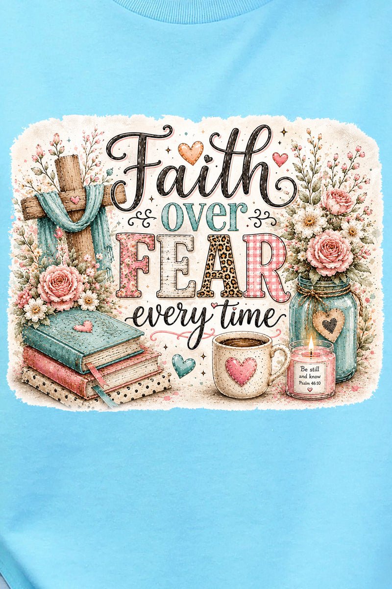 Faith Over Fear Floral Devotion Short Sleeve Relaxed Fit T-Shirt - Wholesale Accessory Market