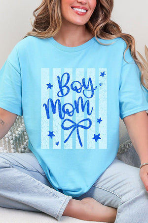 Striped Stars Boy Mom Short Sleeve Relaxed Fit T-Shirt - Wholesale Accessory Market