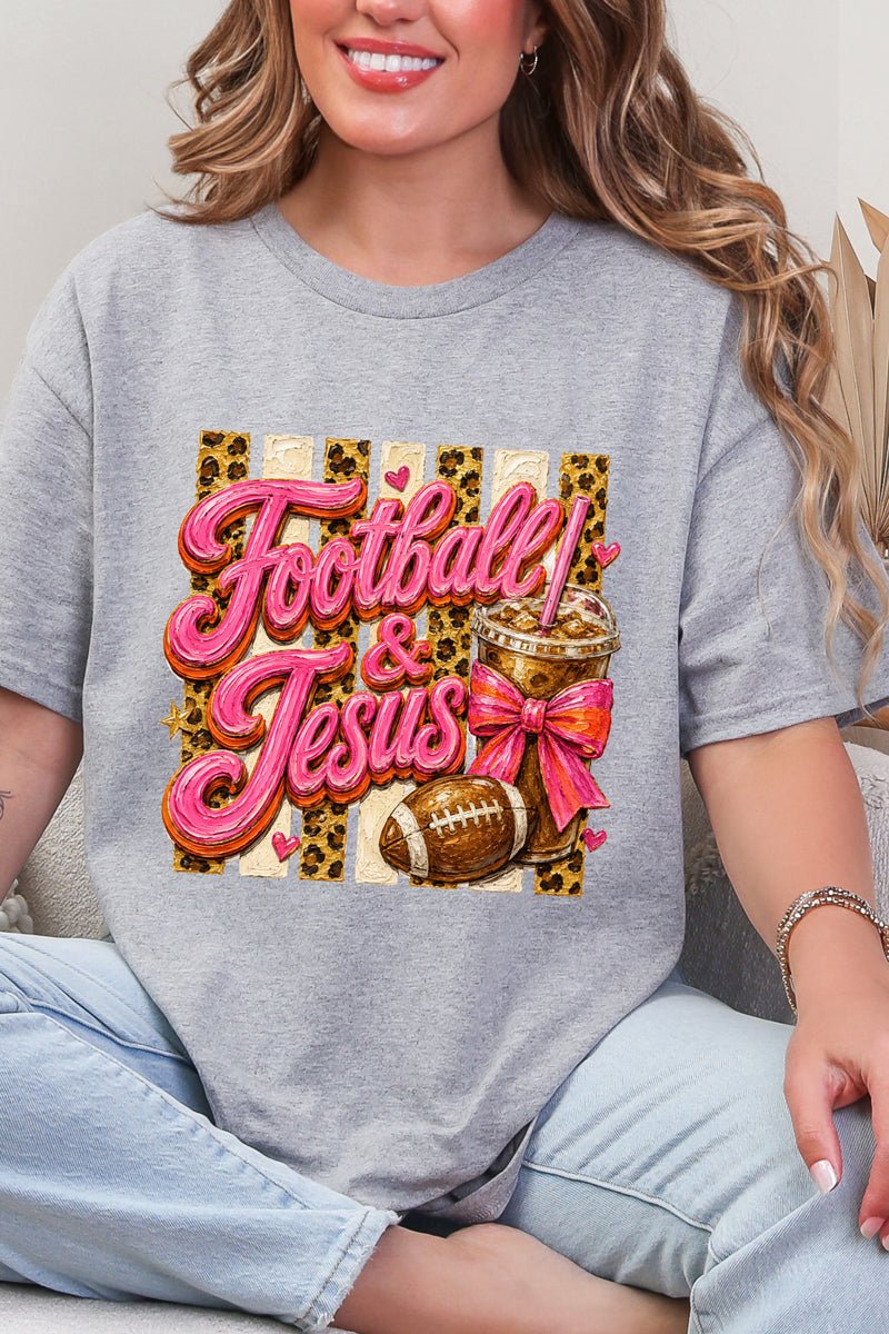 Pink Painted Football & Jesus Short Sleeve Relaxed Fit T-Shirt - Wholesale Accessory Market