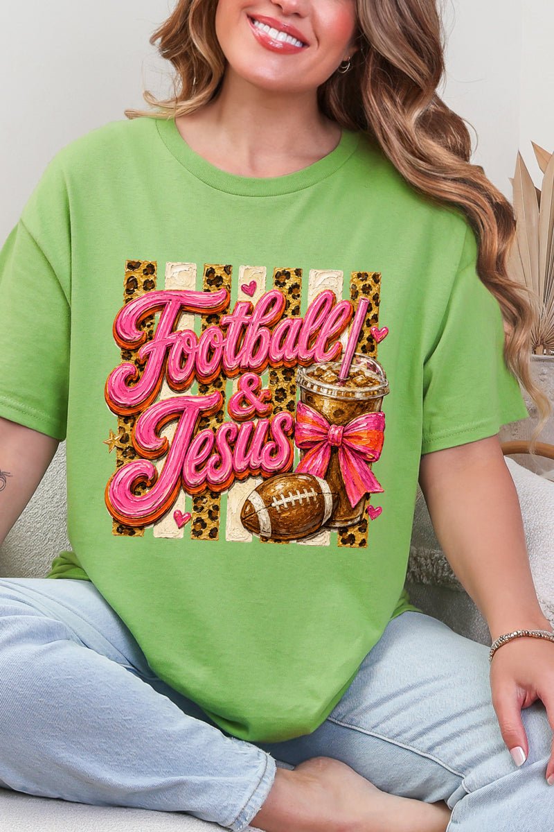Pink Painted Football & Jesus Short Sleeve Relaxed Fit T-Shirt - Wholesale Accessory Market