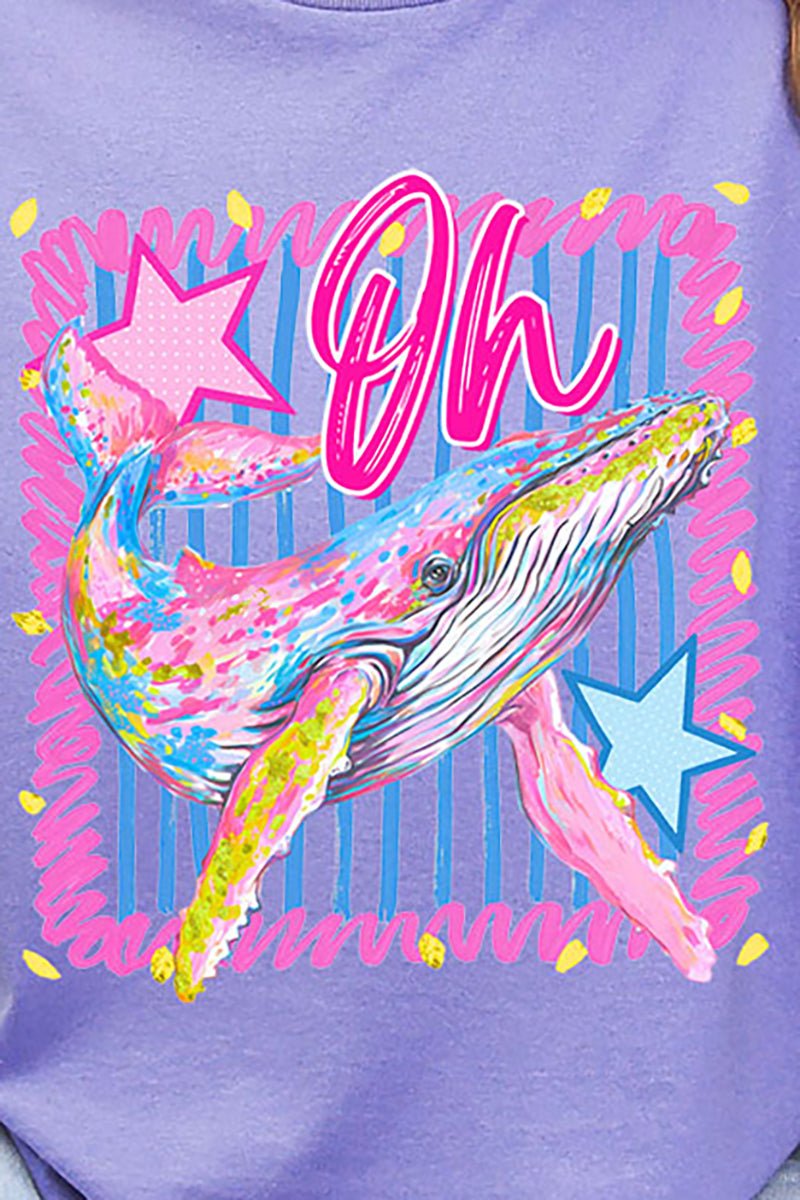 Striped Oh Whale Short Sleeve Relaxed Fit T-Shirt - Wholesale Accessory Market