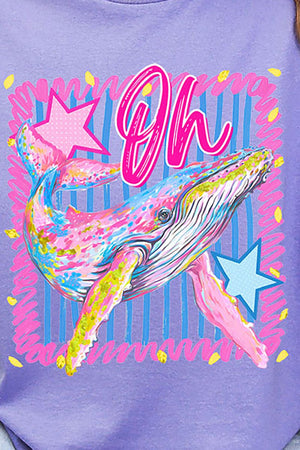 Striped Oh Whale Short Sleeve Relaxed Fit T-Shirt - Wholesale Accessory Market