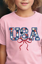 Youth Faux Patchwork USA Short Sleeve Relaxed Fit T-Shirt - Wholesale Accessory Market