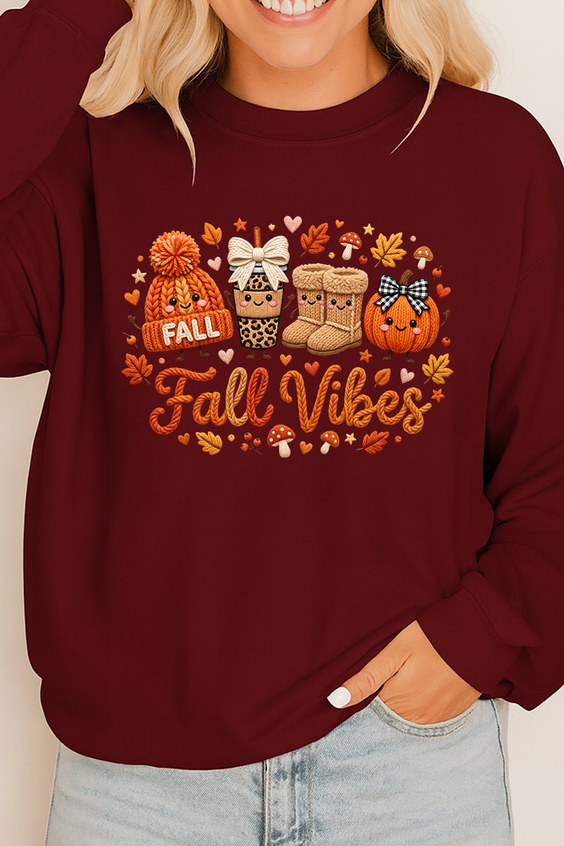 Faux Knit Cozy Fall Vibes Heavy Cotton Long Sleeve Adult T-Shirt - Wholesale Accessory Market