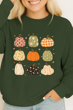 Patchwork Pumpkin Parade Heavy Cotton Long Sleeve Adult T-Shirt - Wholesale Accessory Market