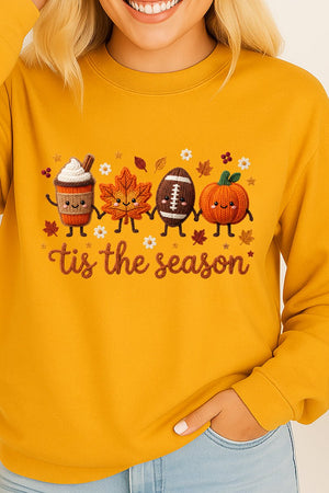 Tis the Season Faux Knit Collage Heavy Cotton Long Sleeve Adult T-Shirt - Wholesale Accessory Market