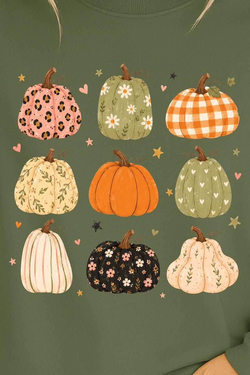 Patchwork Pumpkin Parade Heavy Cotton Long Sleeve Adult T-Shirt - Wholesale Accessory Market