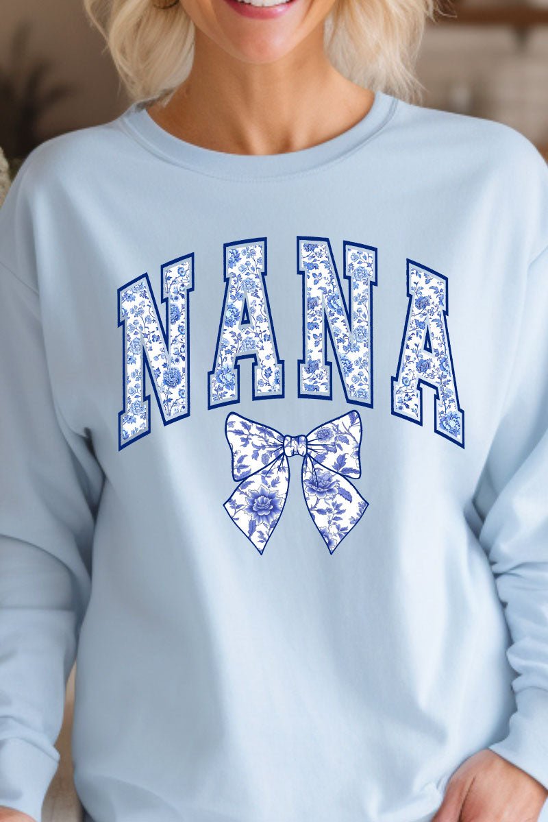 Arched Nana Blue Chinoiserie Unisex NuBlend Crew Sweatshirt - Wholesale Accessory Market