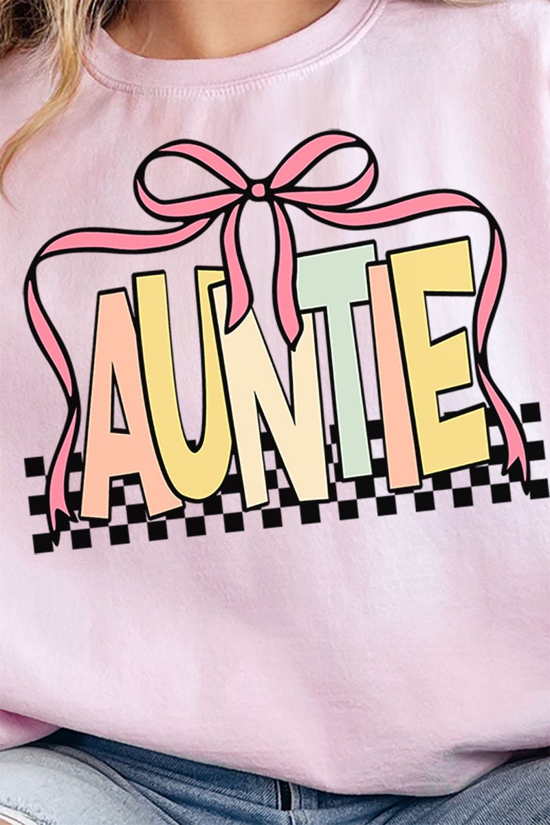 Checkered Bow Auntie Unisex NuBlend Crew Sweatshirt - Wholesale Accessory Market