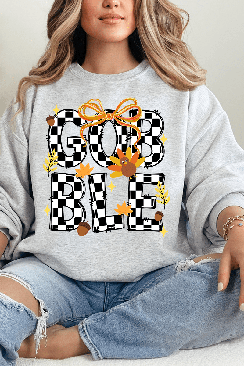 Checkered Gobble Coquette Unisex NuBlend Crew Sweatshirt - Wholesale Accessory Market