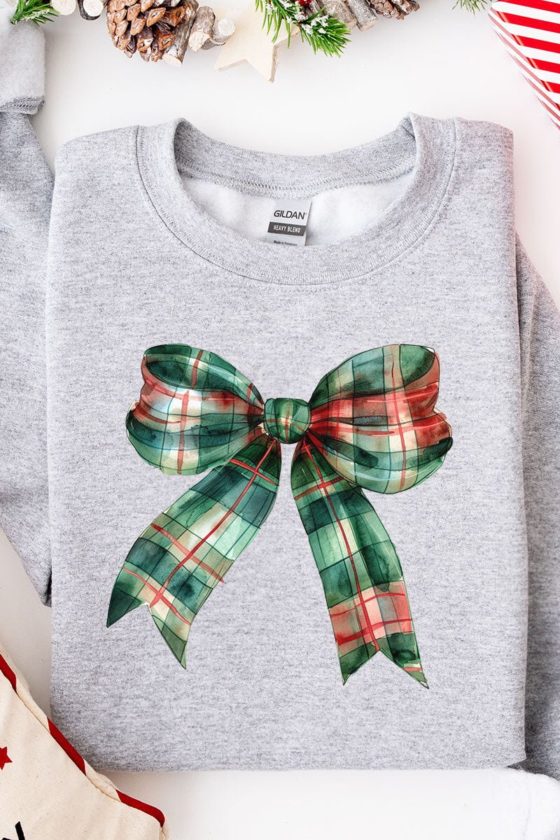 Christmas Plaid Coquette Bow Unisex NuBlend Crew Sweatshirt - Wholesale Accessory Market