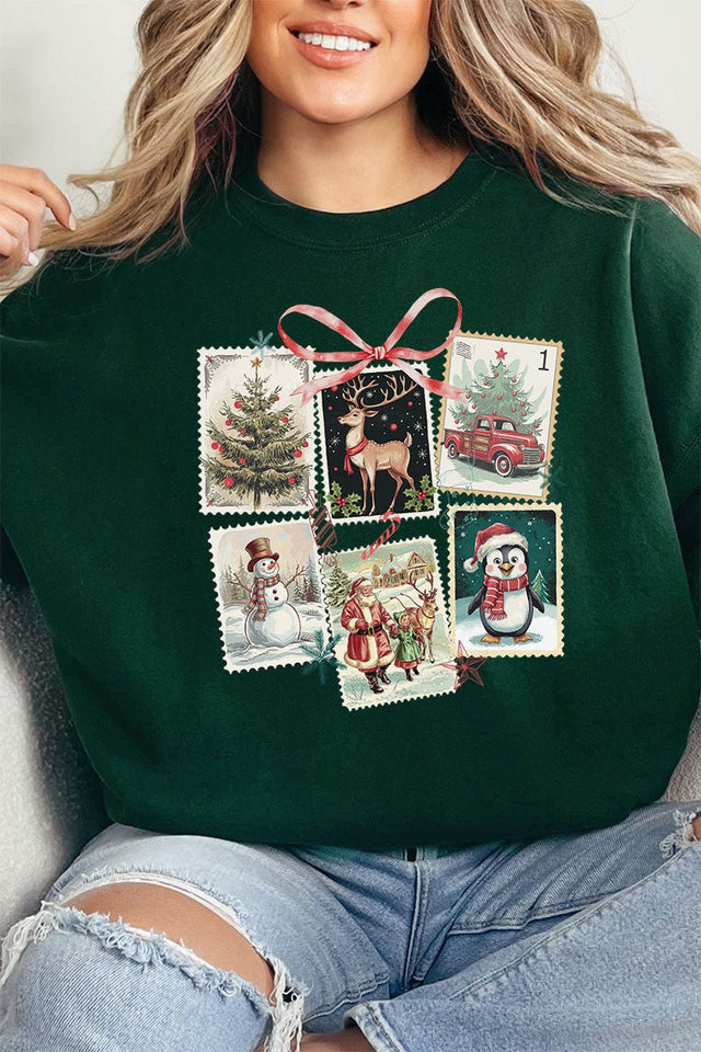 Christmas Vintage Stamps Unisex NuBlend Crew Sweatshirt - Wholesale Accessory Market