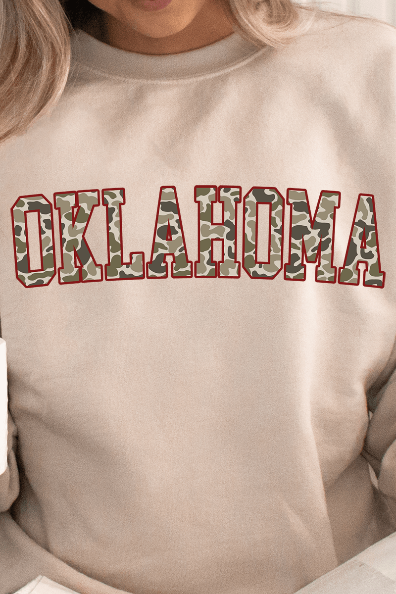 Crimson Oklahoma Camo Unisex NuBlend Crew Sweatshirt - Wholesale Accessory Market