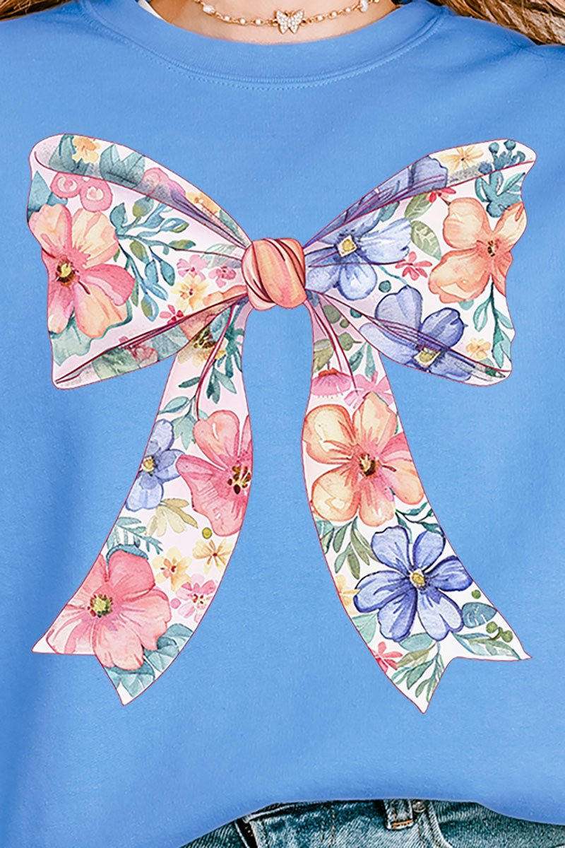 Cutesy Floral Bow Unisex NuBlend Crew Sweatshirt - Wholesale Accessory Market
