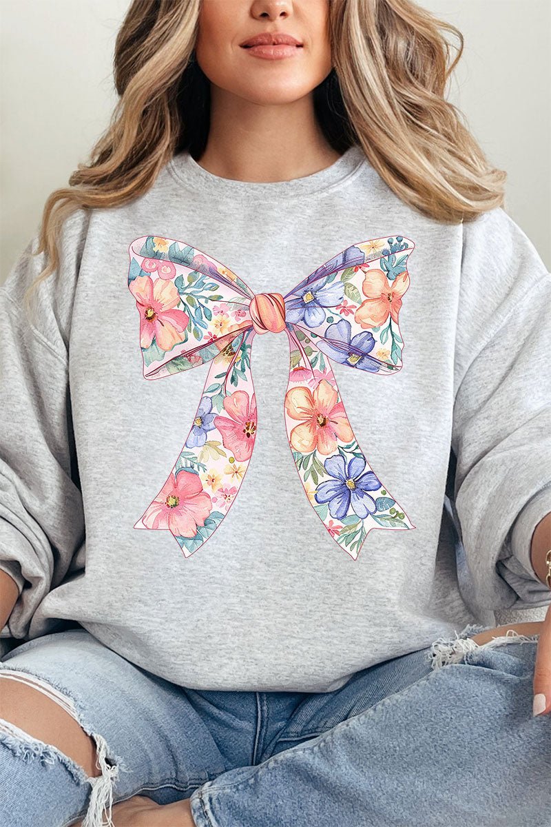 Cutesy Floral Bow Unisex NuBlend Crew Sweatshirt - Wholesale Accessory Market