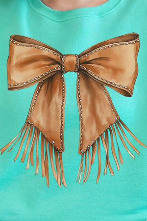 Faux Leather Fringe Bow Unisex NuBlend Crew Sweatshirt - Wholesale Accessory Market