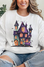 Faux Patchwork Haunted House Unisex NuBlend Crew Sweatshirt - Wholesale Accessory Market