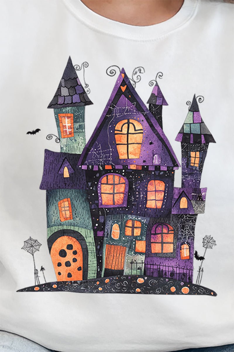 Faux Patchwork Haunted House Unisex NuBlend Crew Sweatshirt - Wholesale Accessory Market