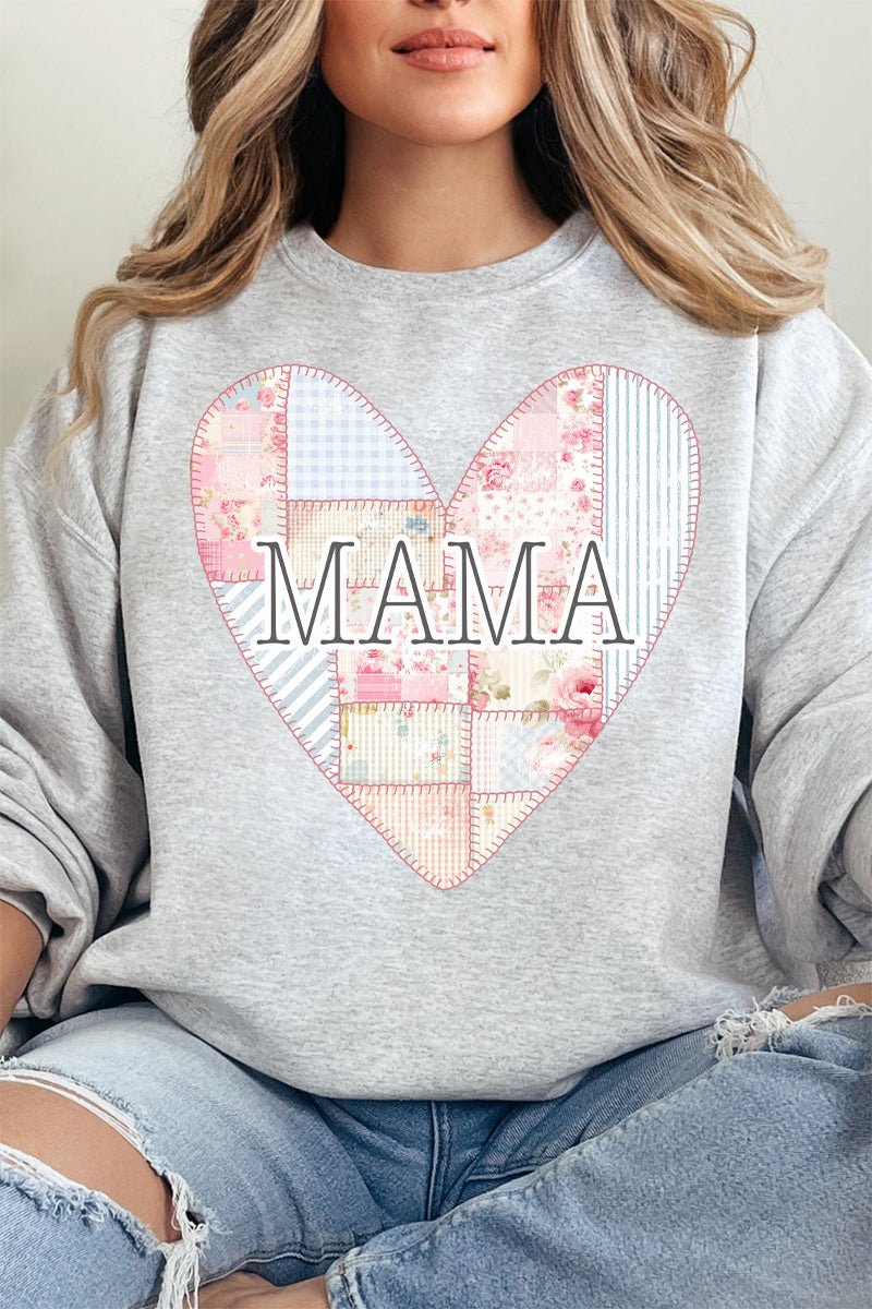 Faux Patchwork Quilt Mama Heart Unisex NuBlend Crew Sweatshirt - Wholesale Accessory Market