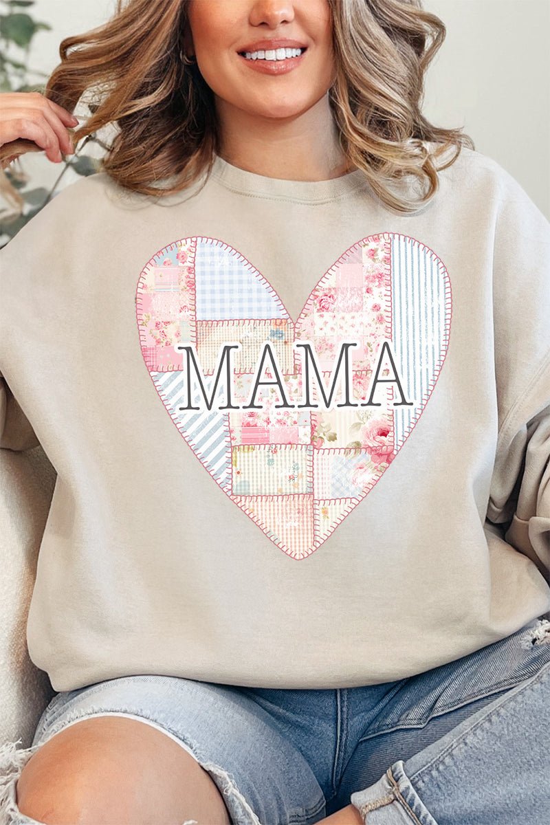 Faux Patchwork Quilt Mama Heart Unisex NuBlend Crew Sweatshirt - Wholesale Accessory Market