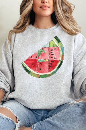 Faux Patchwork Watermelon Unisex NuBlend Crew Sweatshirt - Wholesale Accessory Market