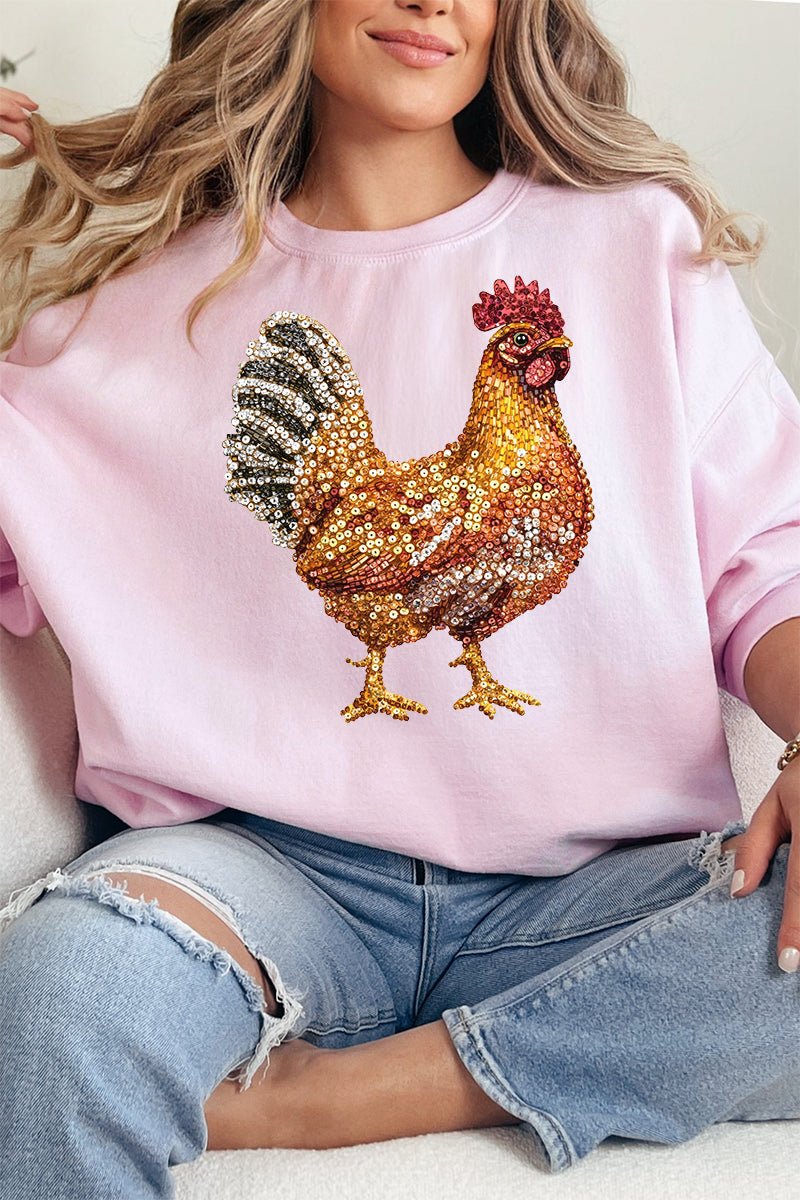 Faux Rhinestone Chicken Unisex NuBlend Crew Sweatshirt - Wholesale Accessory Market