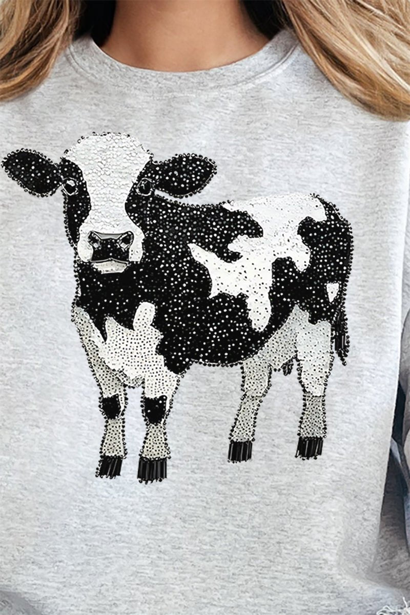 Faux Rhinestone Cow Unisex NuBlend Crew Sweatshirt - Wholesale Accessory Market