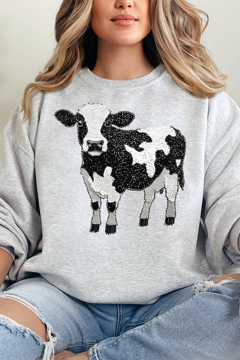 Faux Rhinestone Cow Unisex NuBlend Crew Sweatshirt - Wholesale Accessory Market