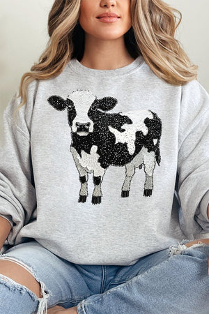 Faux Rhinestone Cow Unisex NuBlend Crew Sweatshirt - Wholesale Accessory Market