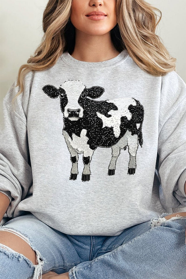 Faux Rhinestone Cow Unisex NuBlend Crew Sweatshirt - Wholesale Accessory Market