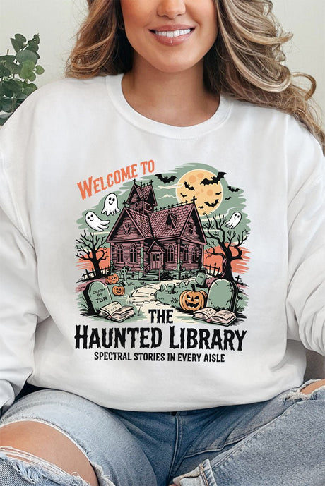 Haunted Library Unisex NuBlend Crew Sweatshirt - Wholesale Accessory Market