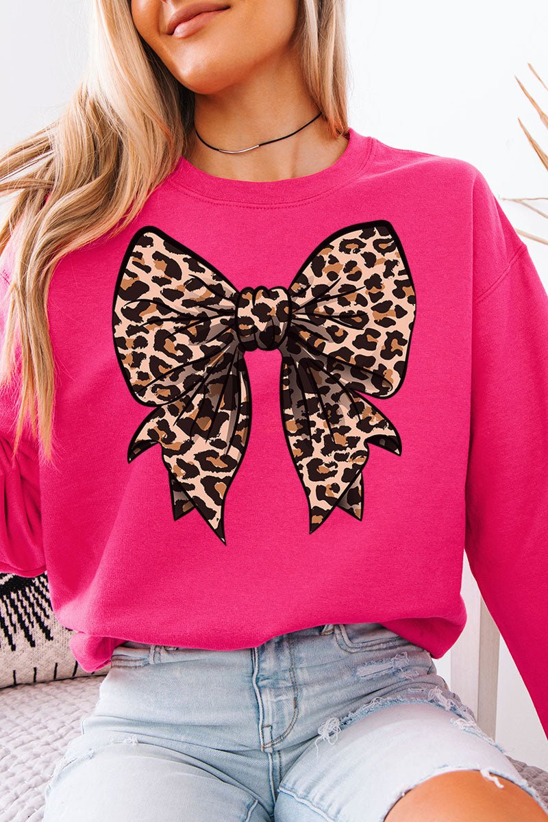 Lovely Leopard Bow Unisex NuBlend Crew Sweatshirt - Wholesale Accessory Market