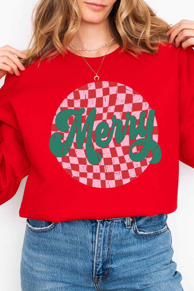Merry Retro Check Unisex NuBlend Crew Sweatshirt - Wholesale Accessory Market