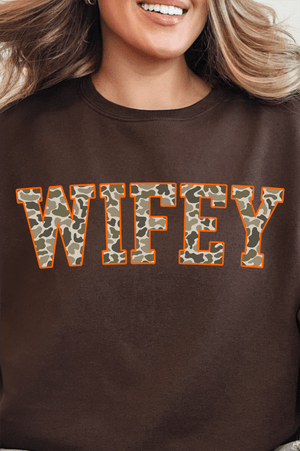 Orange Wifey Camo Unisex NuBlend Crew Sweatshirt - Wholesale Accessory Market