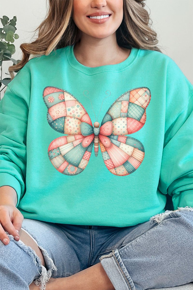 Patchwork Butterfly Unisex NuBlend Crew Sweatshirt - Wholesale Accessory Market