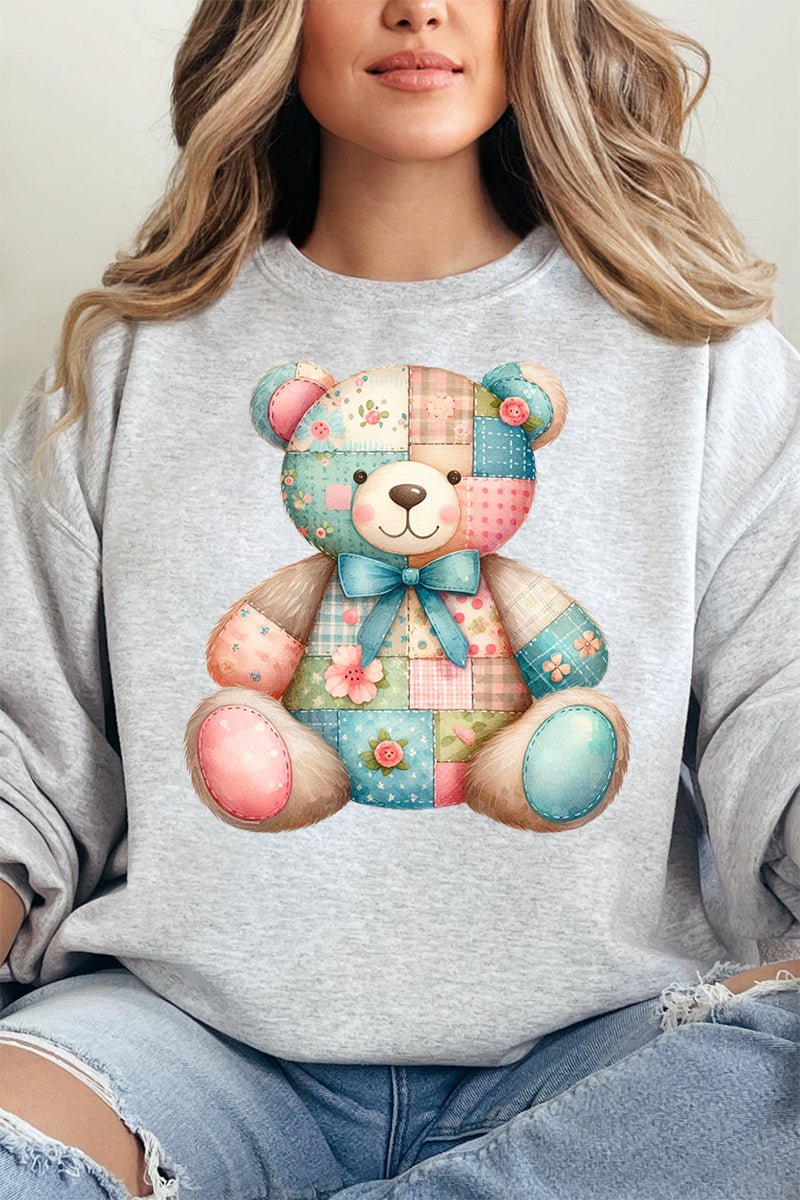 Patchwork Teddy Bear Unisex NuBlend Crew Sweatshirt - Wholesale Accessory Market