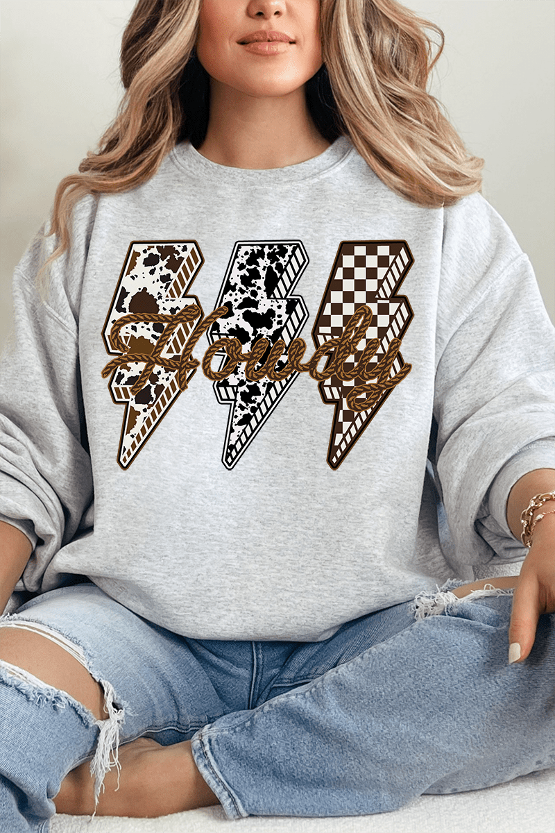 Roping Howdy Lightning Bolt Unisex NuBlend Crew Sweatshirt - Wholesale Accessory Market